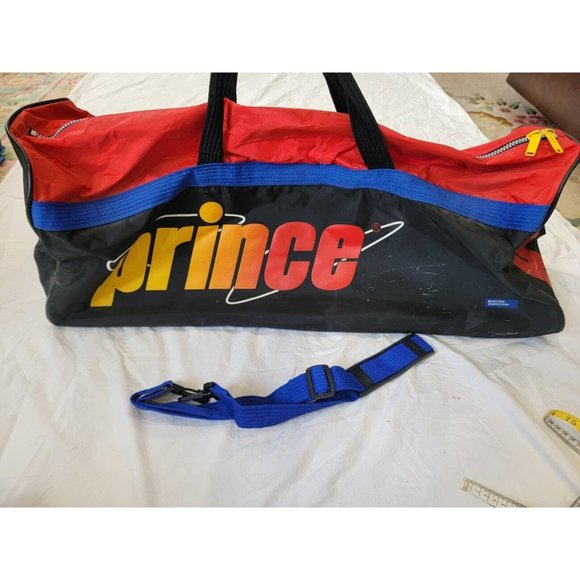 Vtg 90’s Prince Tennis Racquet Gym Travel Tour Duffle Bag Multi-Color 32x12.5x10 - Picture 1 of 12